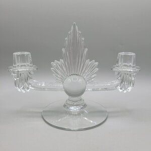 Vintage Fostoria Flame Art Deco Double Arm Crystal Candle Holder